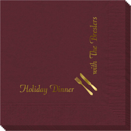 Corner Text with Fork and Knife Design Napkins